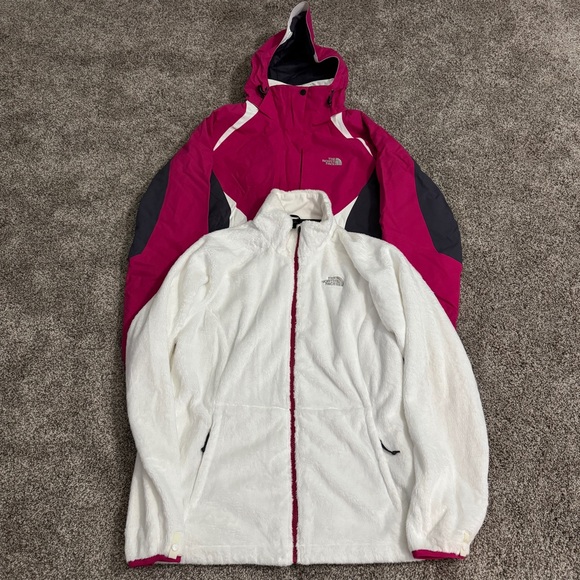 The North Face Hyvent 3in1 Winter Hooded Jacket TC3P + TM3P Pink White Large - Picture 3 of 16